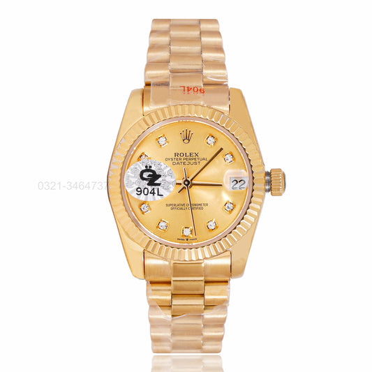 Latest Collection 31 All Yellow Gold With Dial Fluted Bezel Automatic Watch Oz Made Ladies Watch