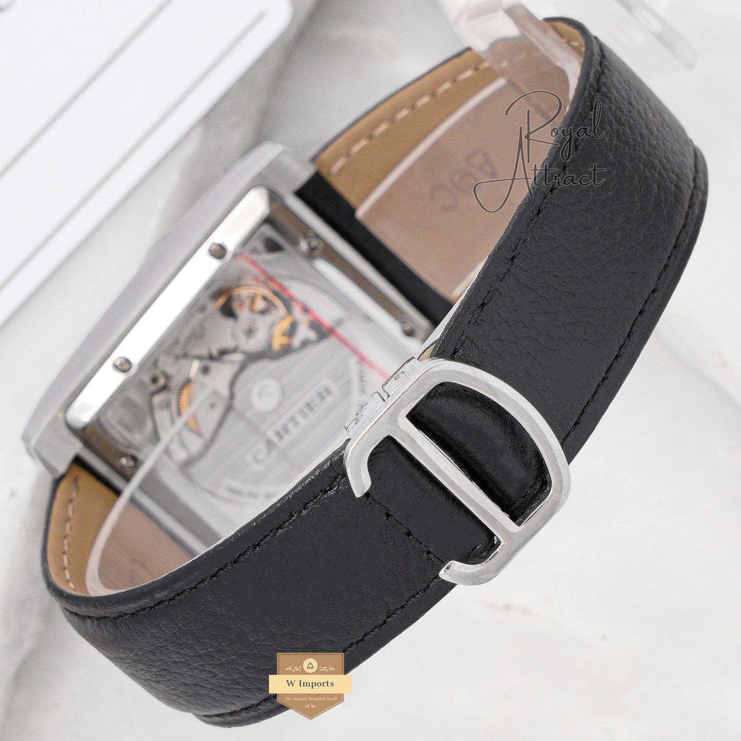 New Collection M Caliber Silver Case With White Dial Leather Strap Automatic Watch For Men