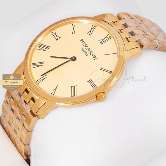 Latest Collection All Yellow Gold With Dial Chain Watch