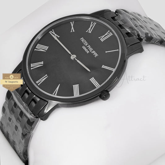 Latest Collection All Black With Dial Roman figure Chain Watch