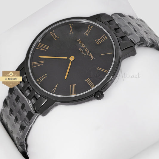 Latest Collection All Black With Dial Roman figure Chain Watch