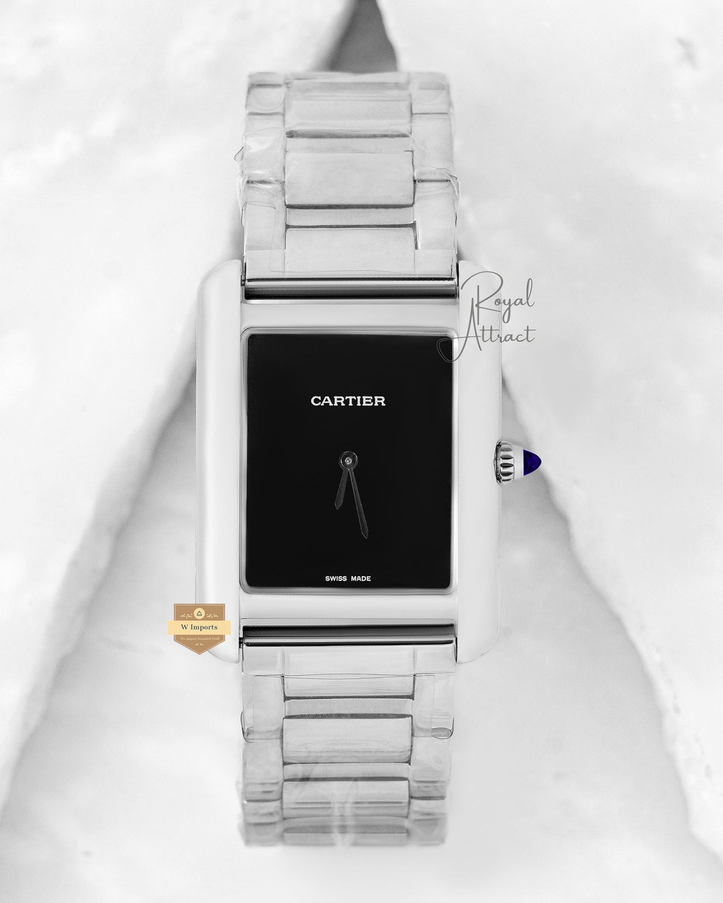 Latest Collection Silver With Black Dial Chain Watch