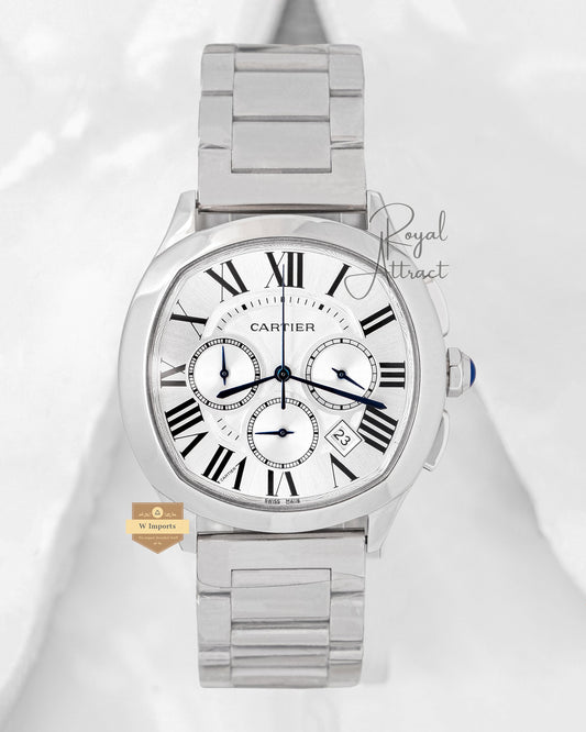 Latest Collection Chronograph Roman Figure All Silver With Dial Chain Watch