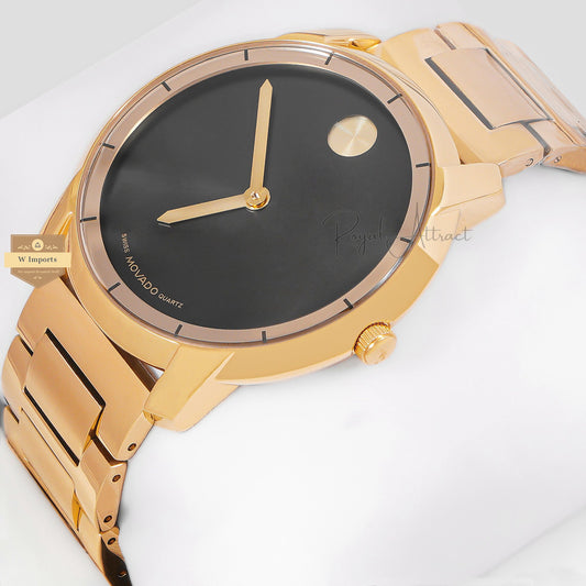 LATEST COLLECTION YELLOW GOLD WITH BLACK DIAL CHAIN WATCH