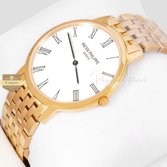 Latest Collection Yellow Gold With White Dial Chain Watch