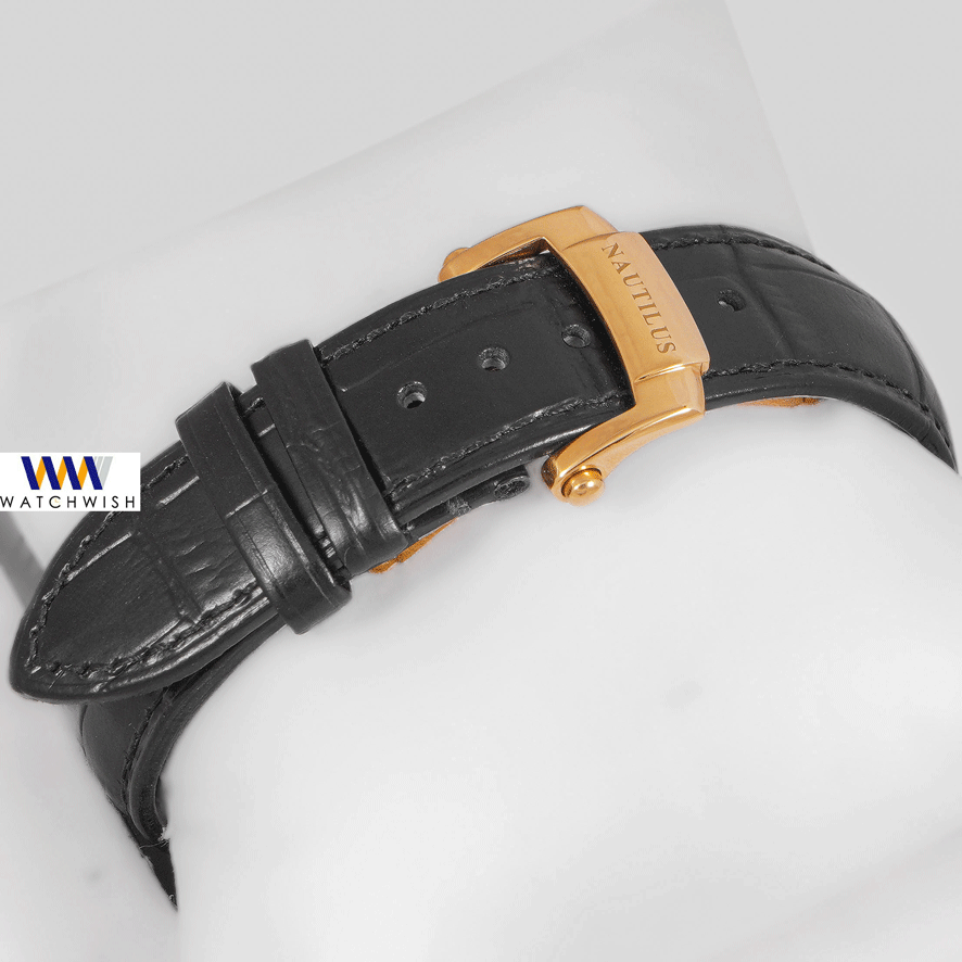 Latest Collection Yellow Gold Case With Black Dial & Leather Strap