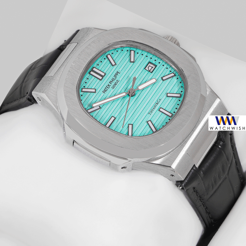 Latest Collection Silver Case With Tiffany Blue Dial & Black Leather Strap