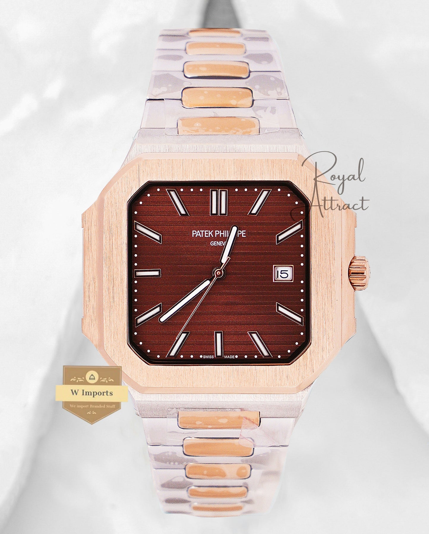 New Arrival Two Tone Rose Gold With Brown Dial Automatic Watch