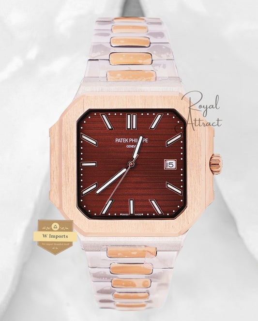 New Arrival Two Tone Rose Gold With Brown Dial Automatic Watch