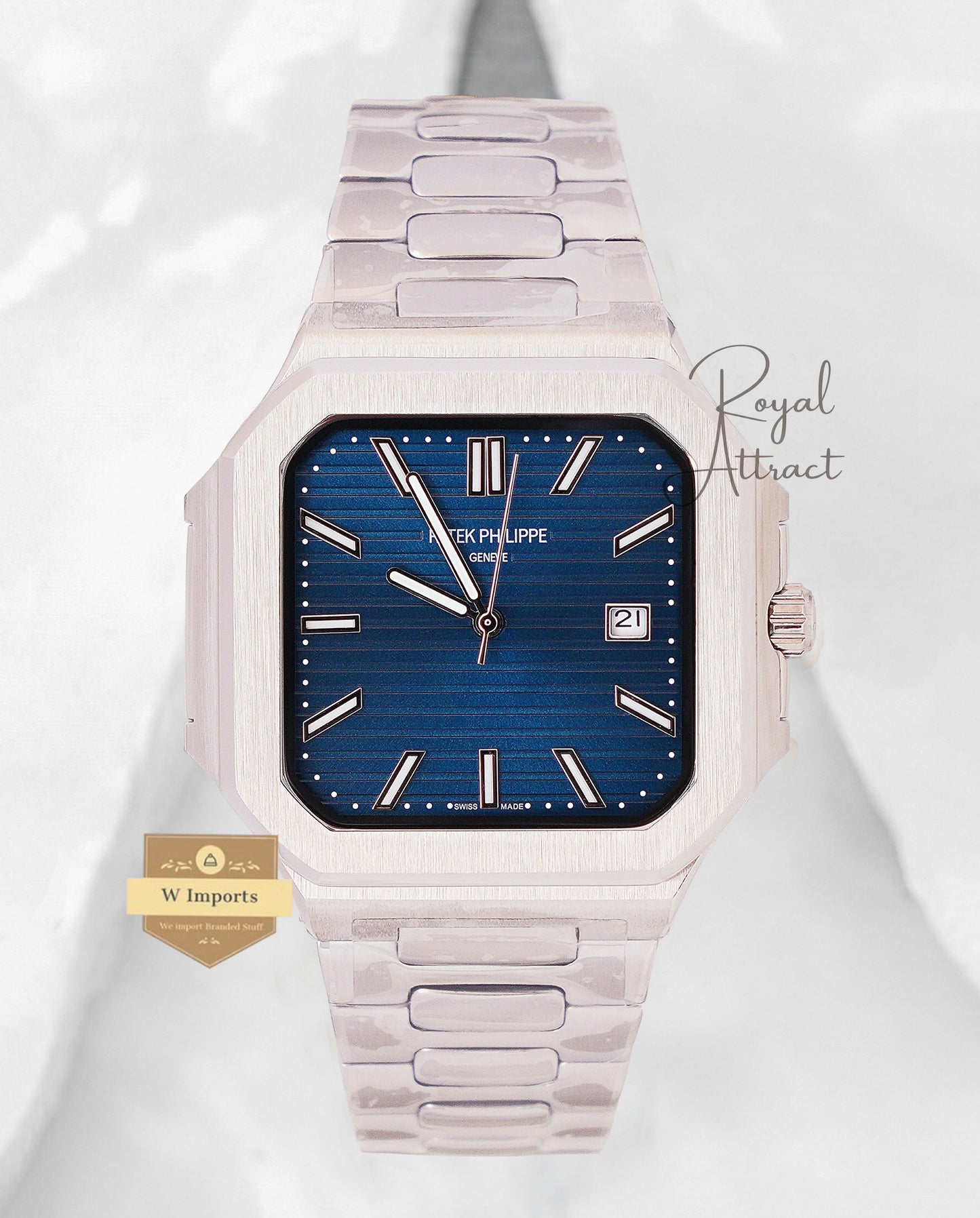 New Arrival Silver With Blue Dial Automatic Watch