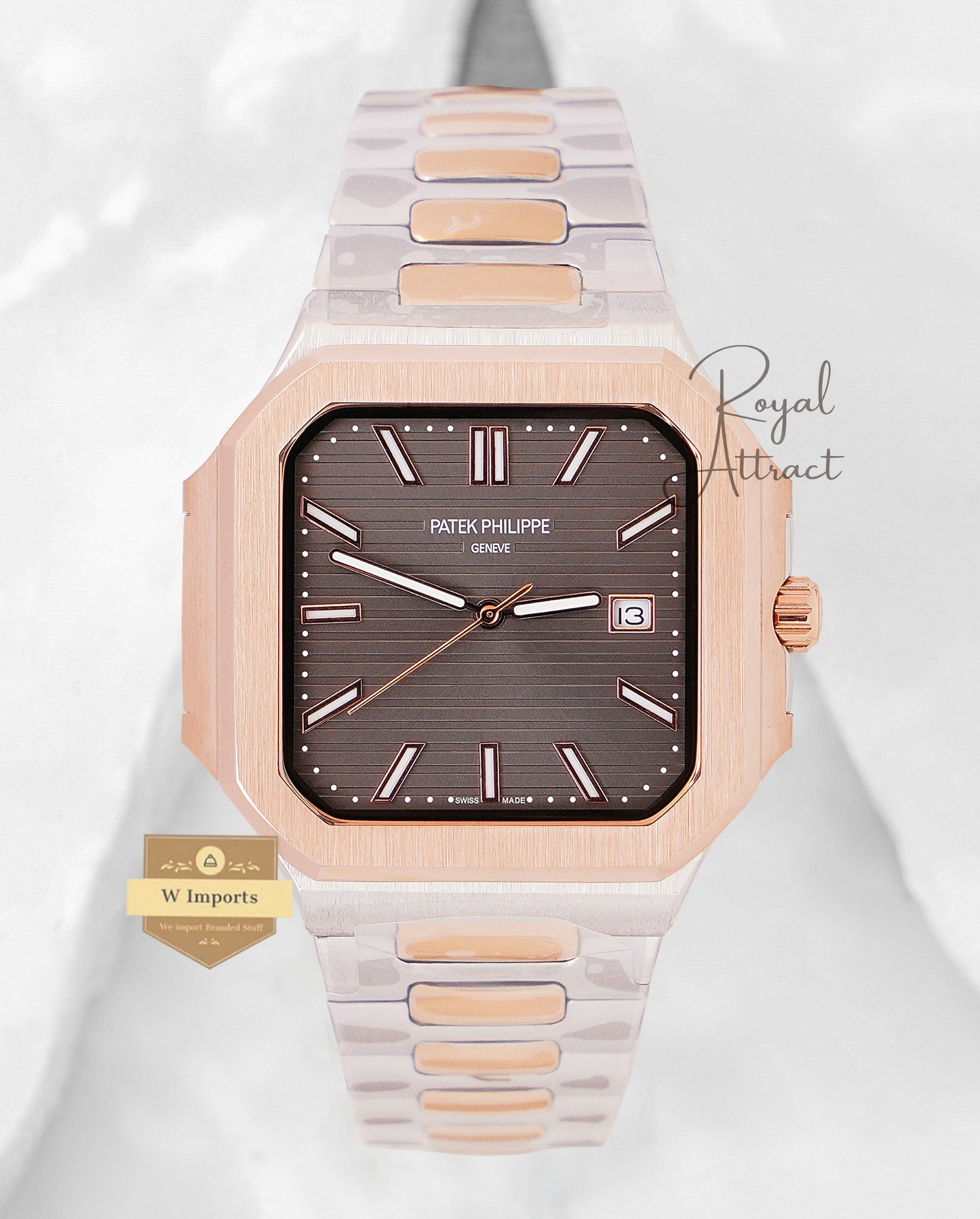 New Arrival Two Tone Rose Gold With Gray Dial Automatic Watch