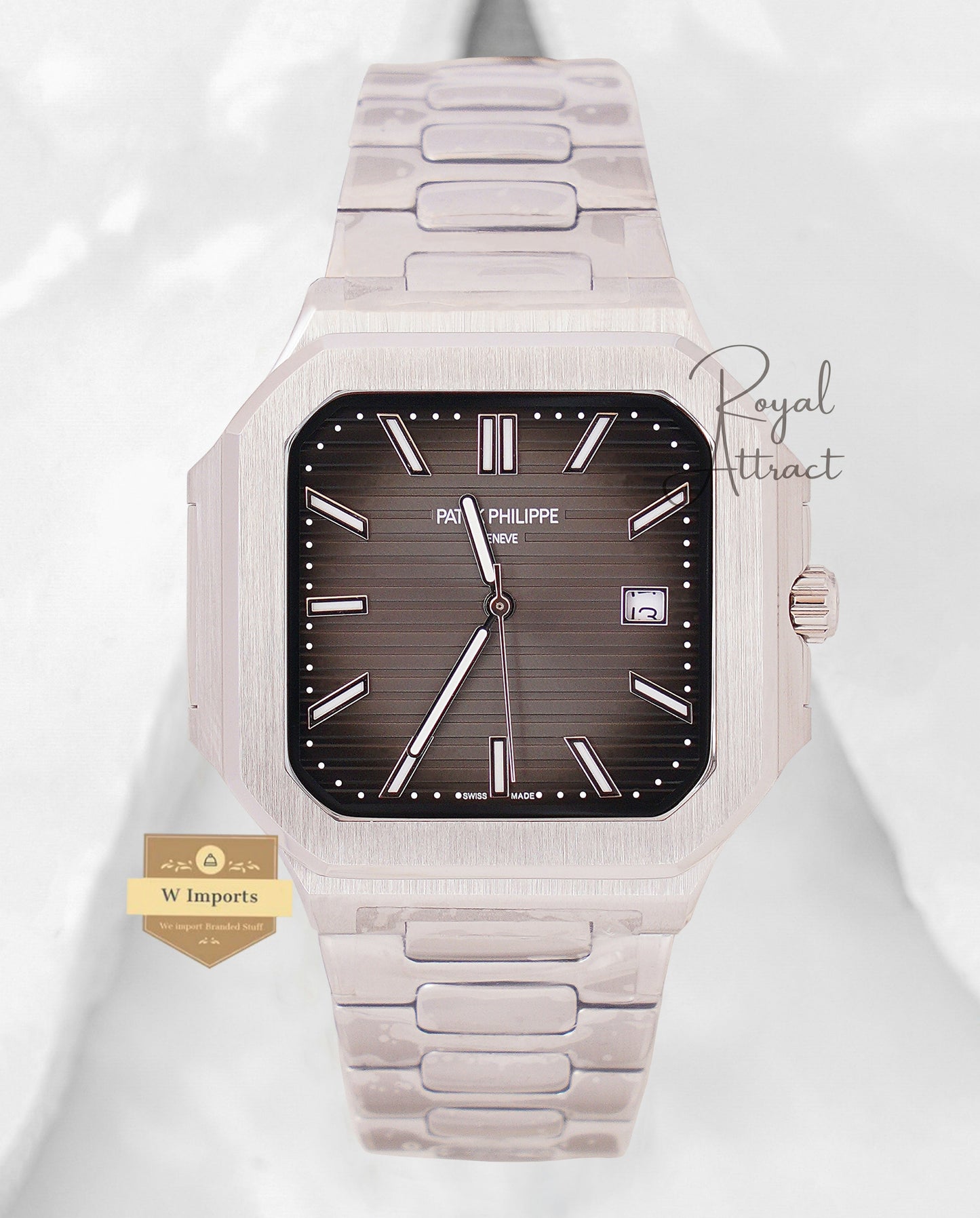 New Arrival Silver With Charcoal Gray Dial Automatic Watch