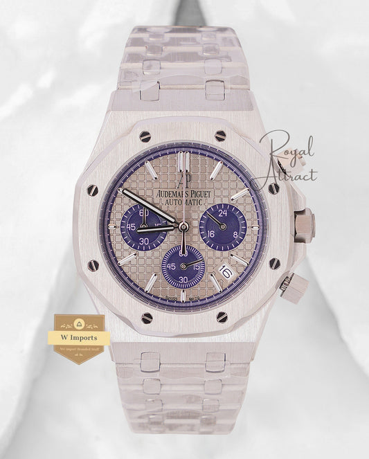 Latest Collection Chronograph Silver With Gray Dial Chain Watch