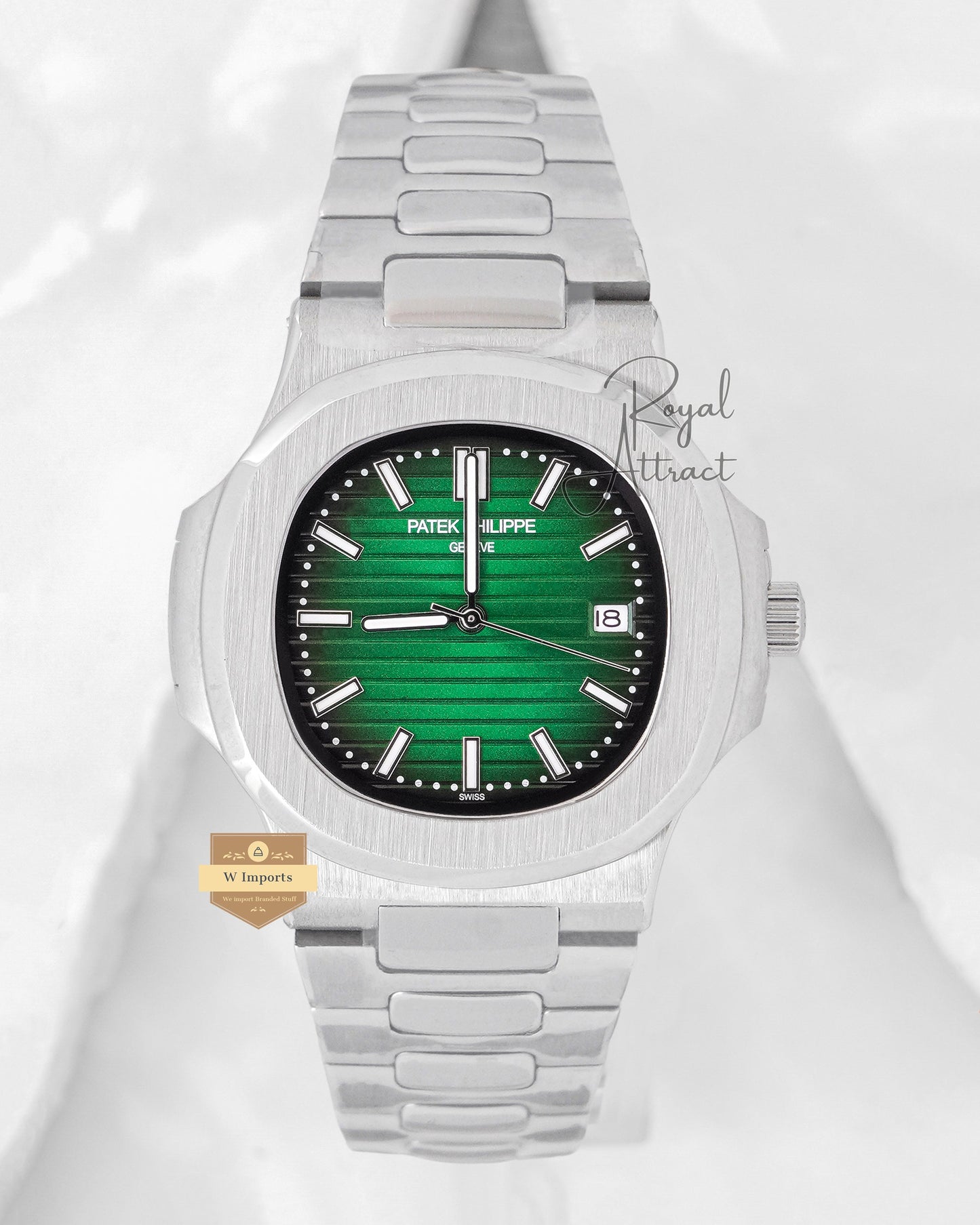 Latest Collection Silver With Smoky Green Dial Automatic Watch