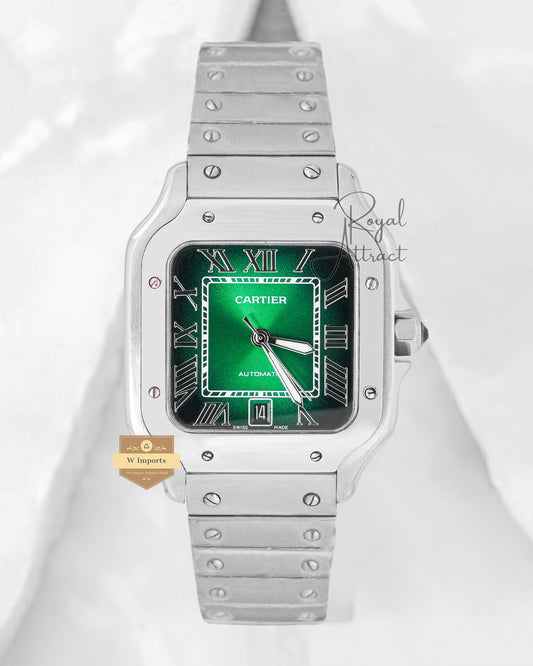 Latest Collection Silver With Green Dial Automatic Watch For Men