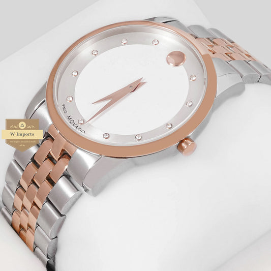 LATEST COLLECTION TWO TONE ROSE GOLD WITH WHITE DIAL & STONE FIGURE