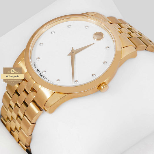 LATEST COLLECTION YELLOW GOLD WITH WHITE DIAL & STONE FIGURE