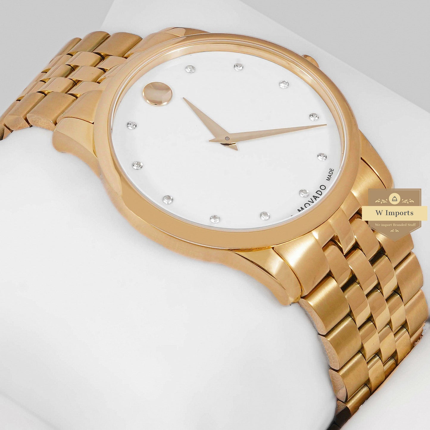 LATEST COLLECTION YELLOW GOLD WITH WHITE DIAL & STONE FIGURE