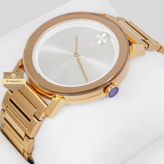 LATEST COLLECTION YELLOW GOLD WITH WHITE DIAL CHAIN WATCH