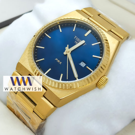 New Collection Yellow Gold With Blue Dial Watch For Men