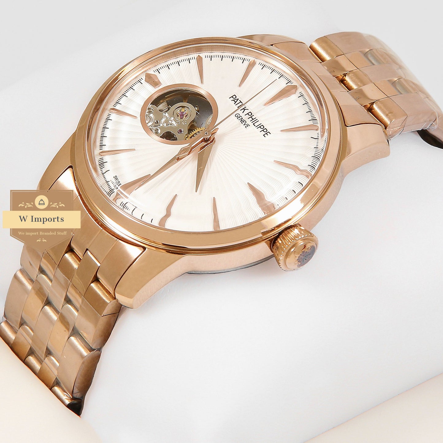 Latest Collection Tourbillion Rose Gold With White Dial Automatic Watch