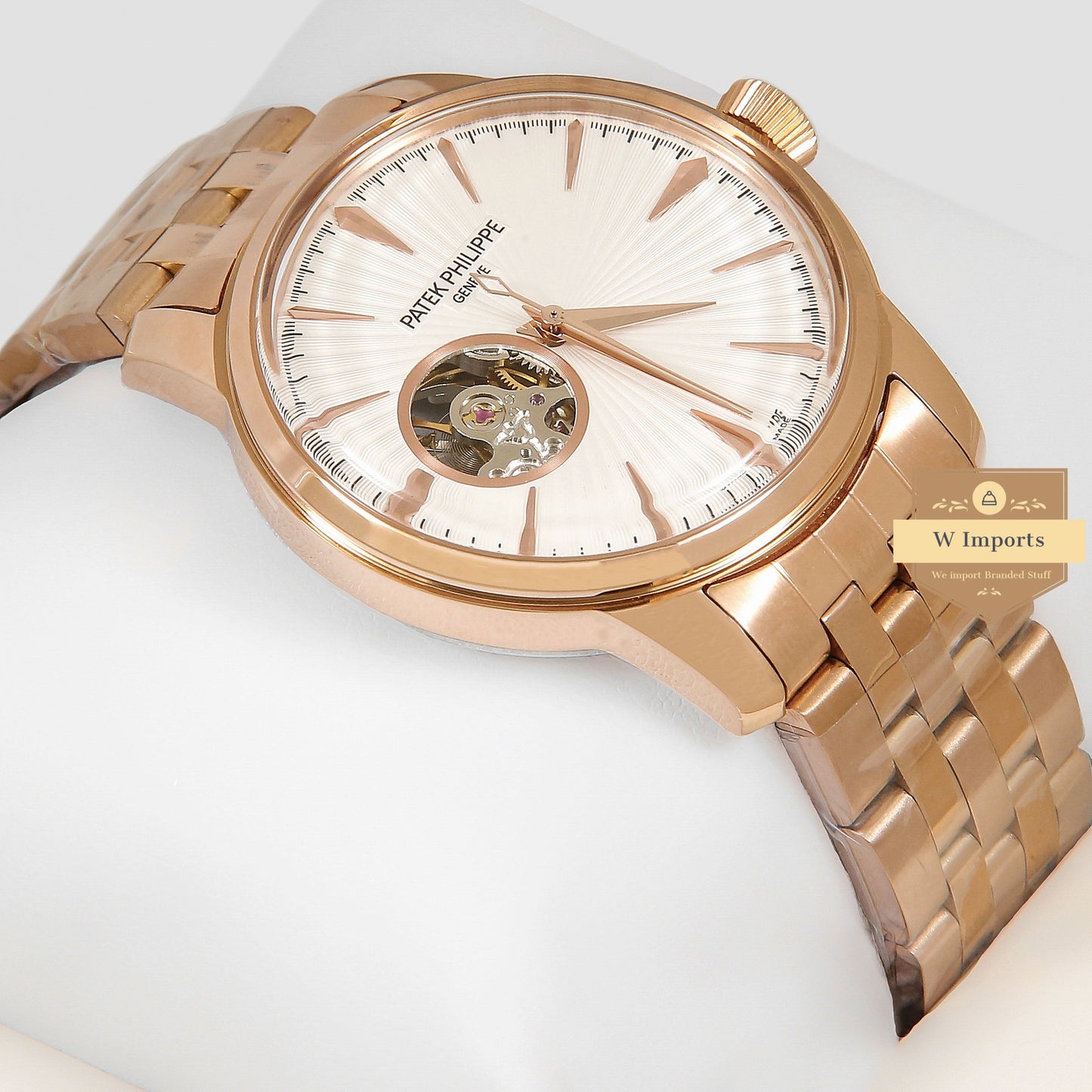 Latest Collection Tourbillion Rose Gold With White Dial Automatic Watch
