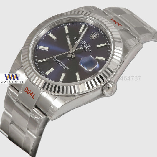 Latest Collection 41 All Silver With Blue Dial Automatic Watch EW Made