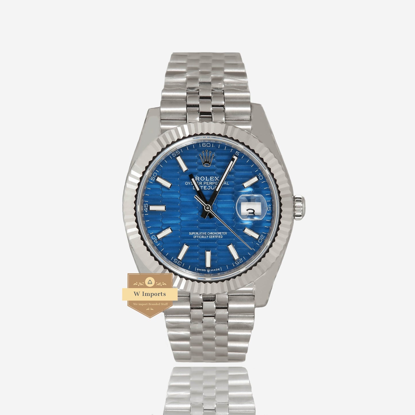 Latest Collection 41 All Silver With Blue Dial Automatic Watch EW Made