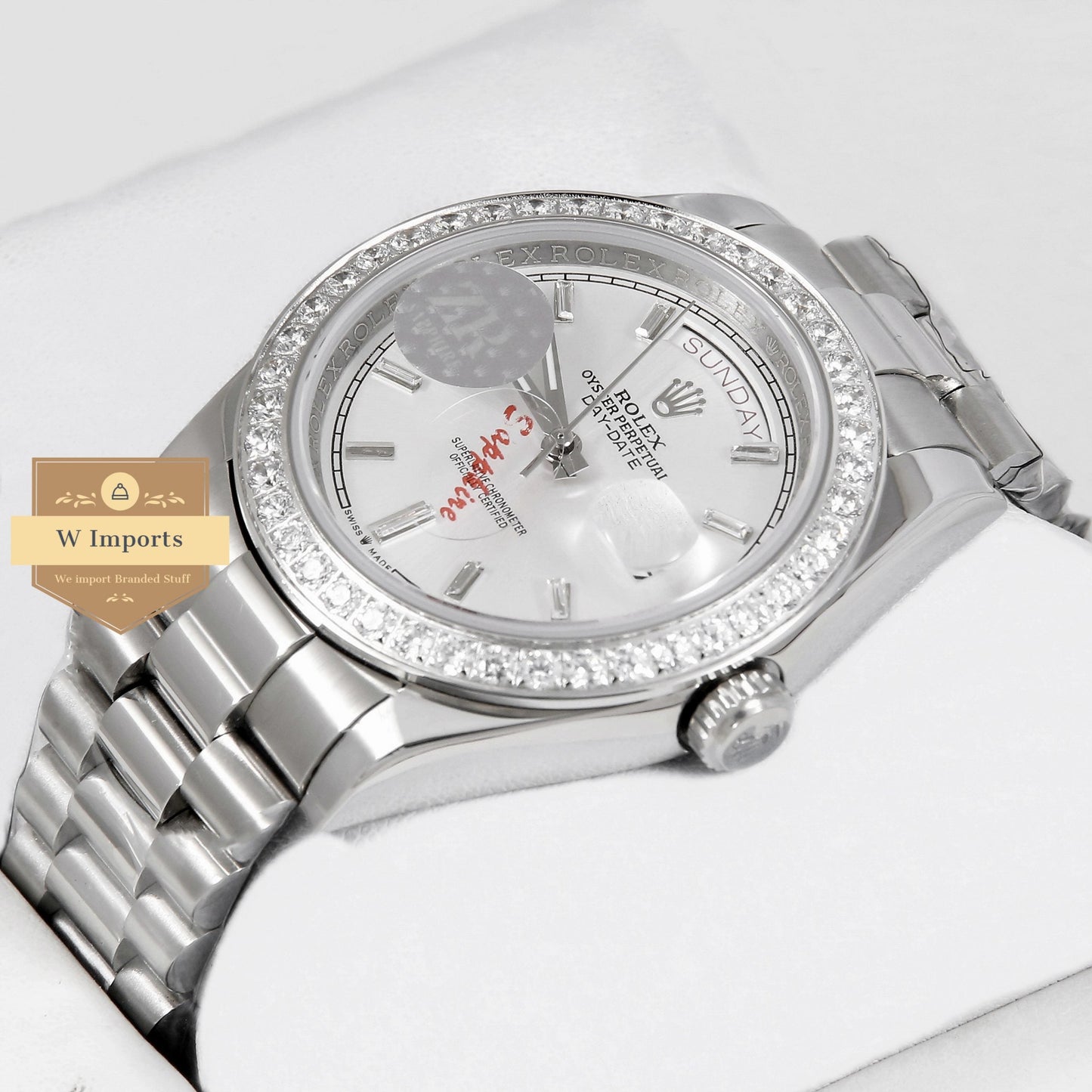 Latest Collection 40 All Silver With Stone Bezel & White Dial Automatic Watch ZR Factory