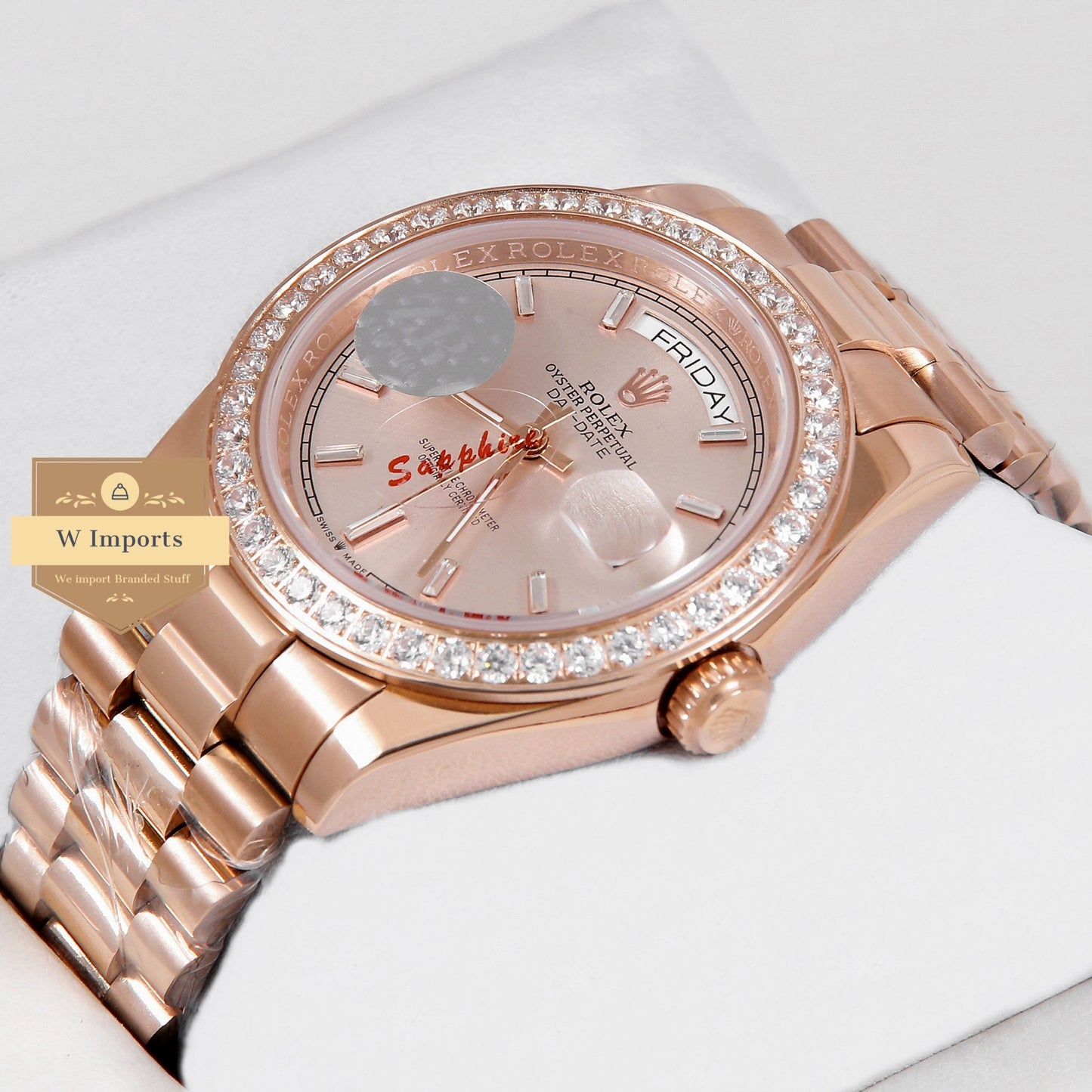 Latest Collection 40 All Rose Gold With Stone Bezel Automatic Watch ZR Factory