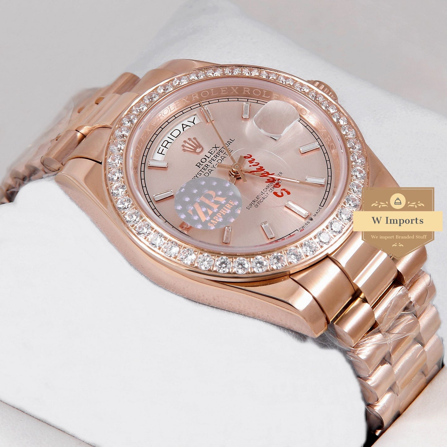 Latest Collection 40 All Rose Gold With Stone Bezel Automatic Watch ZR Factory