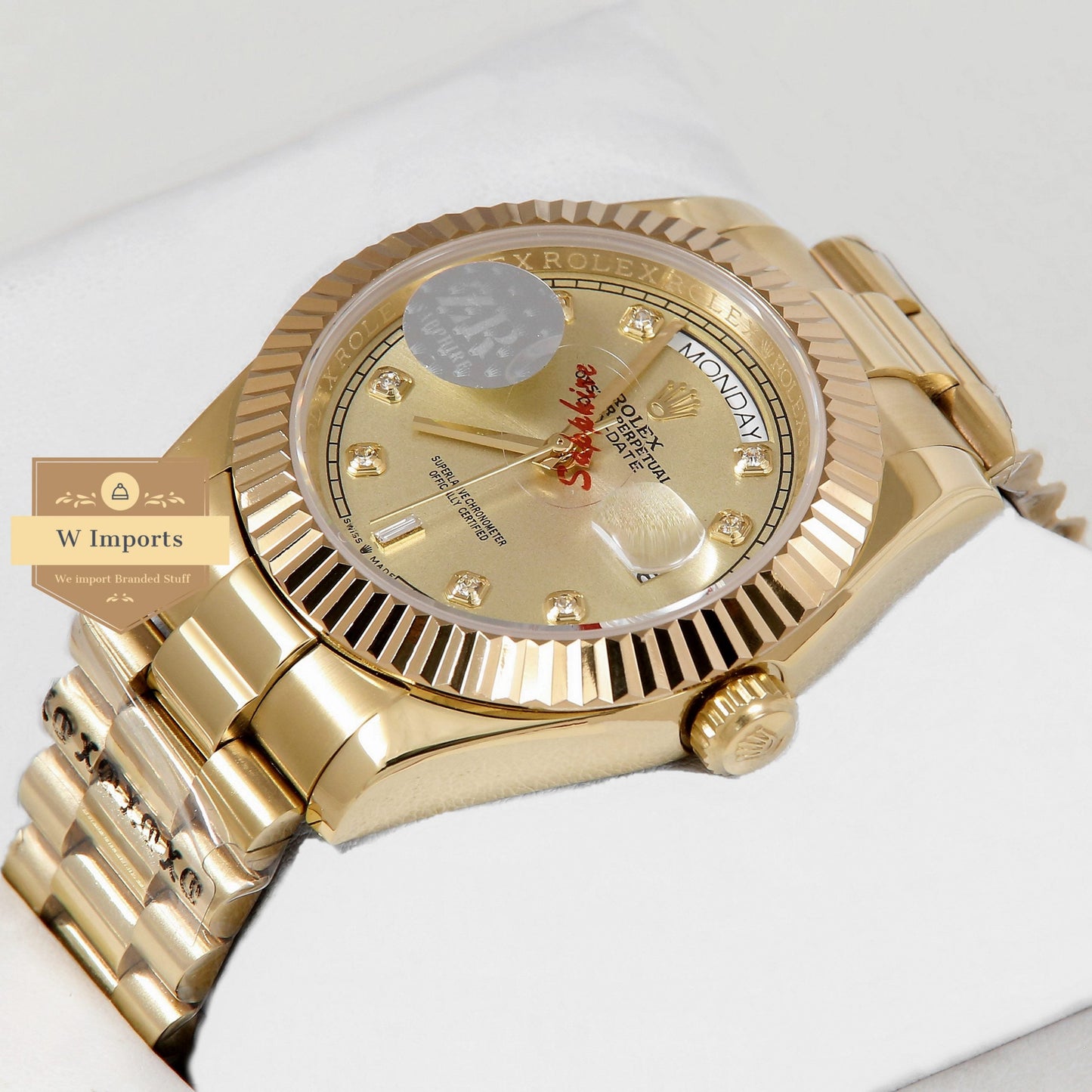 Latest Collection 40 All Yellow Gold With Stone Numeral & Fluted Bezel Automatic Watch ZR Factory