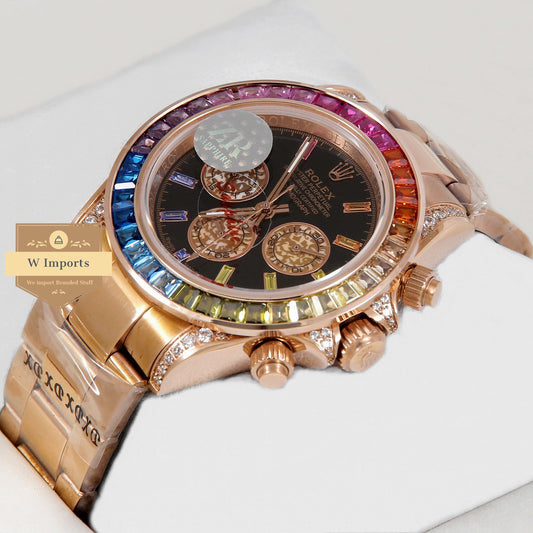 Latest Collection Chronograph 40 Rainbow Edition Rose Gold With Black Dial ZR Factory