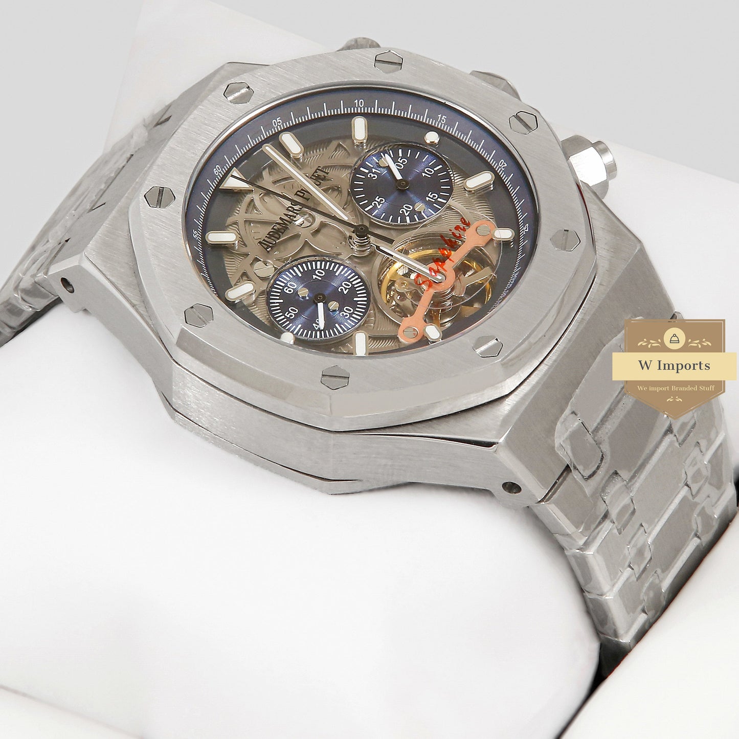 Latest Collection Tourbillon Chronograph Silver With Grey Dial Automatic Watch