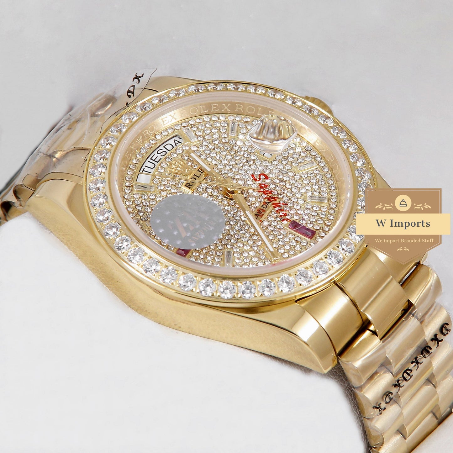 Latest Collection 40 Yellow Gold With Stone Dial & Bezel Automatic Watch ZR Factory