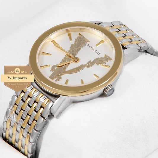Latest Collection Two Tone Yellow Gold With White Dial Ladies Watch