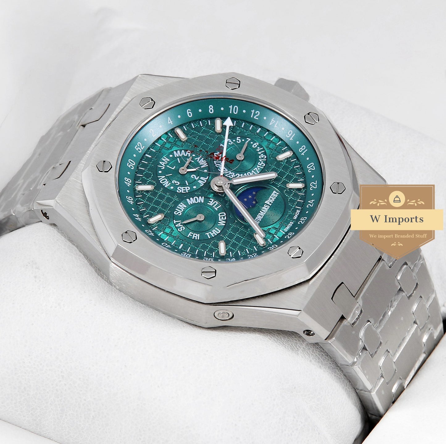 Latest Collection Perpetual Calendar Silver With Green Dial Automatic Watch