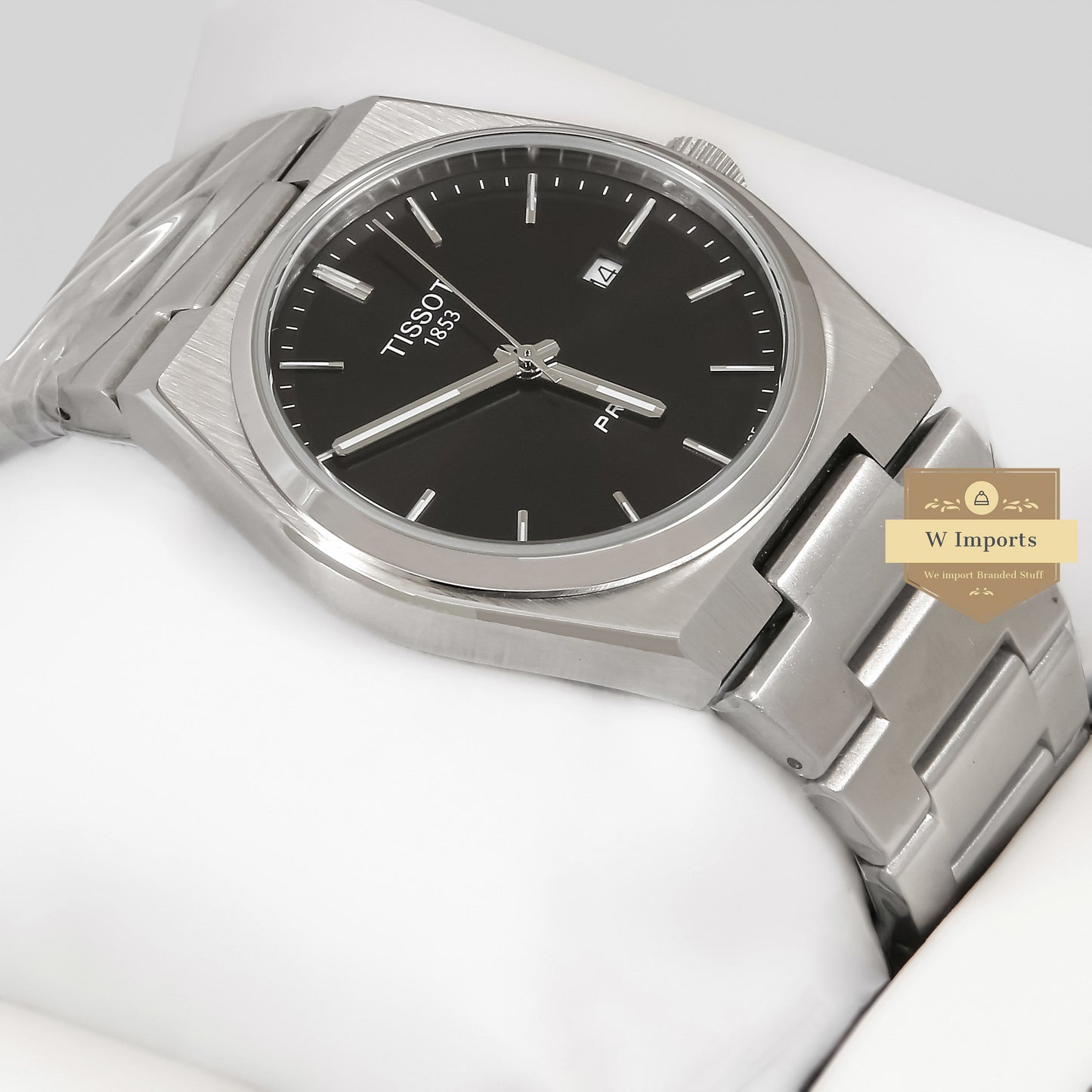 Latest Collection PRX Silver With Black Dial Chain Watch