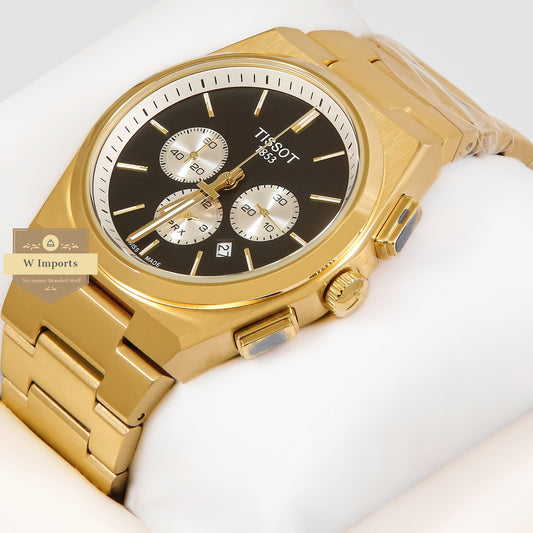 LATEST COLLECTION PRX CHRONOGRAPH YELLOW GOLD WITH BLACK DIAL WATCH