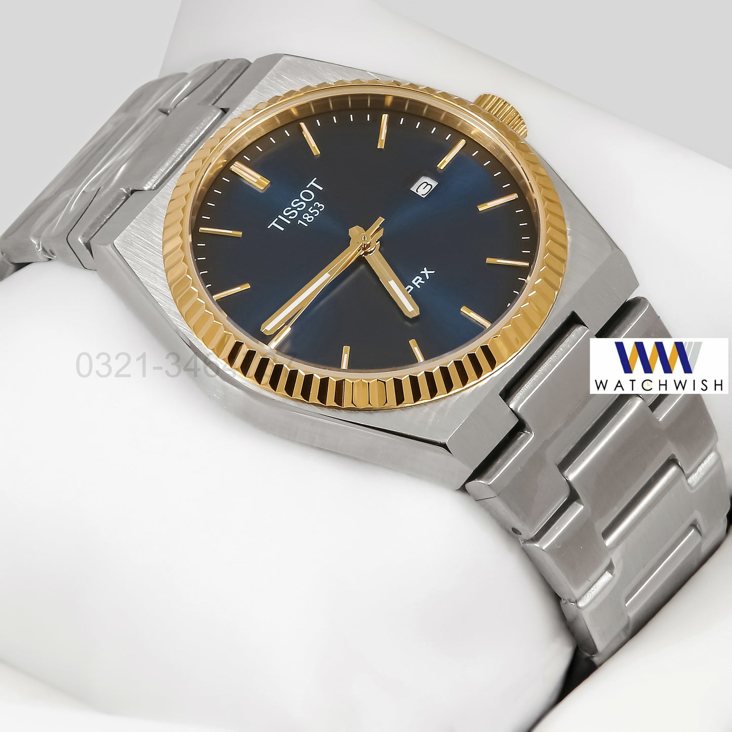 Latest Collection PRX Silver With Blue Dial And Yellow Gold Bezel