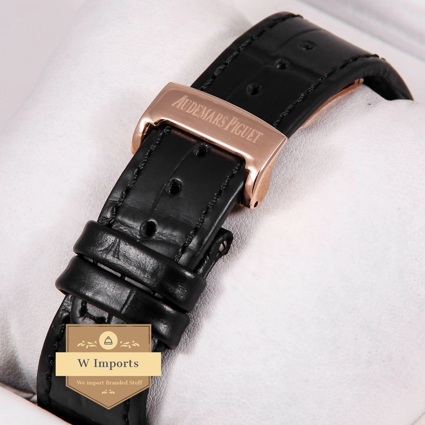 Latest Collection Chronograph Rose Gold Case With Black Dial & Black Leather Strap