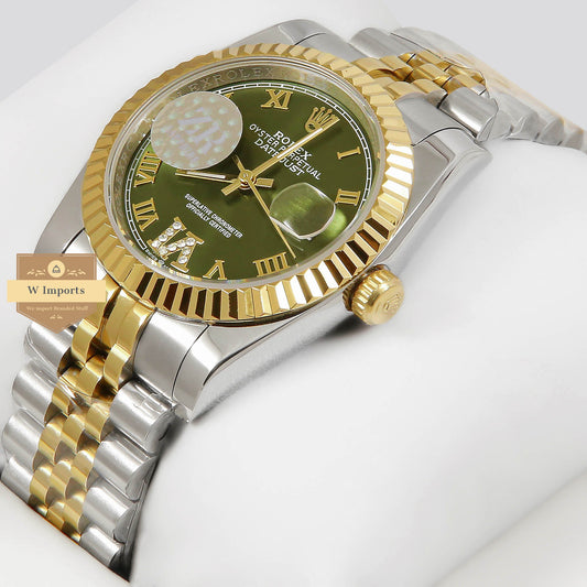 LATEST COLLECTION 36 TWO TONE YELLOW GOLD WITH GREEN DIAL AUTOMATIC WATCH ZR FACTORY