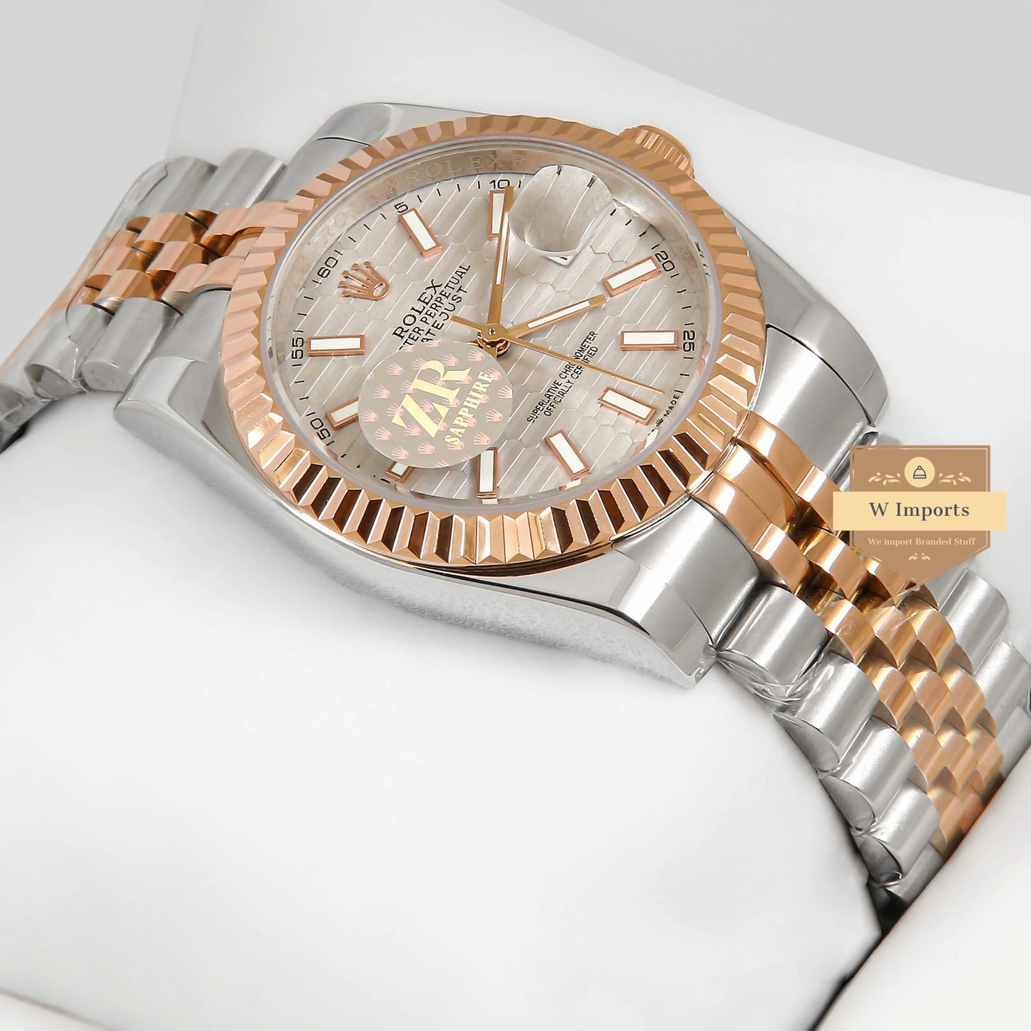 LATEST COLLECTION 36 TWO TONE ROSE GOLD WITH GREY DIAL FLUTED BEZEL AUTOMATIC WATCH ZR FACTORY