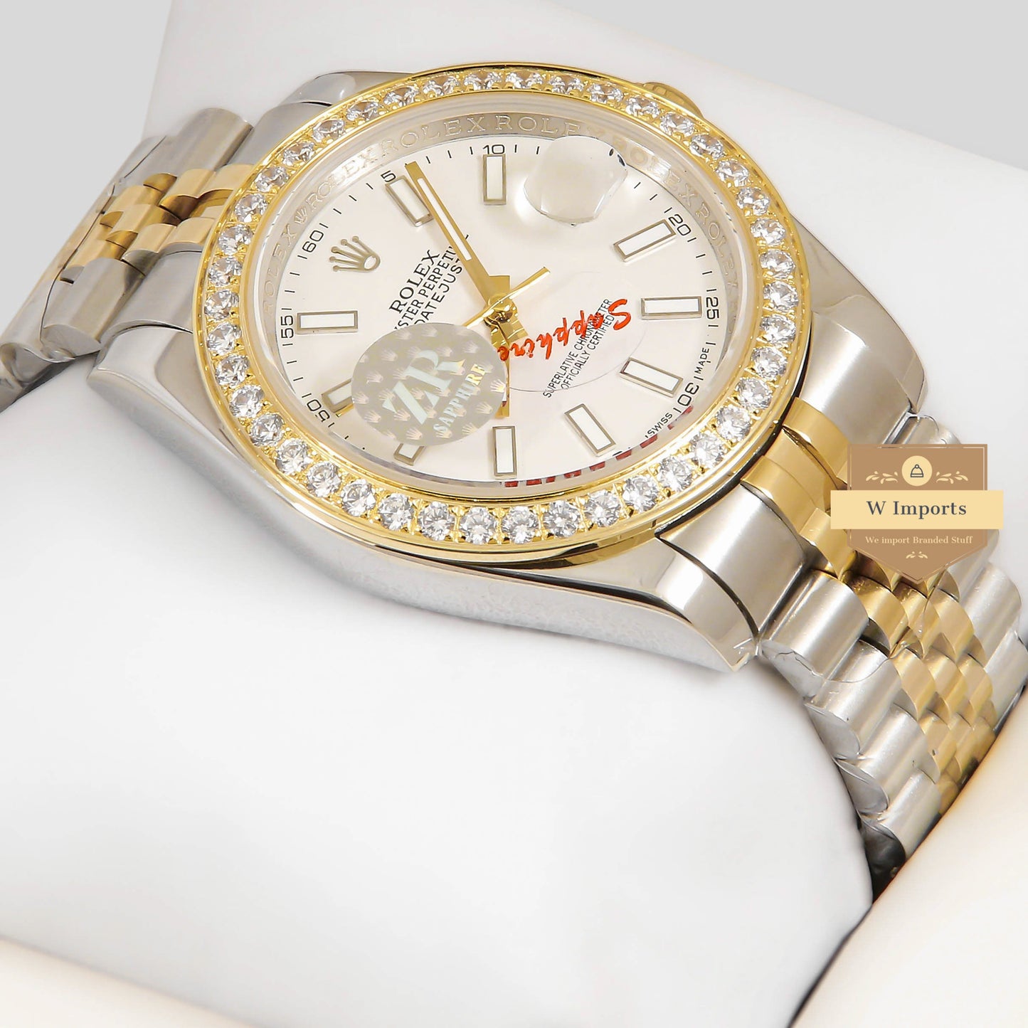 LATEST COLLECTION 41 TWO YELLOW GOLD WITH WHITE DIAL STONE BEZEL ZR FACTORY