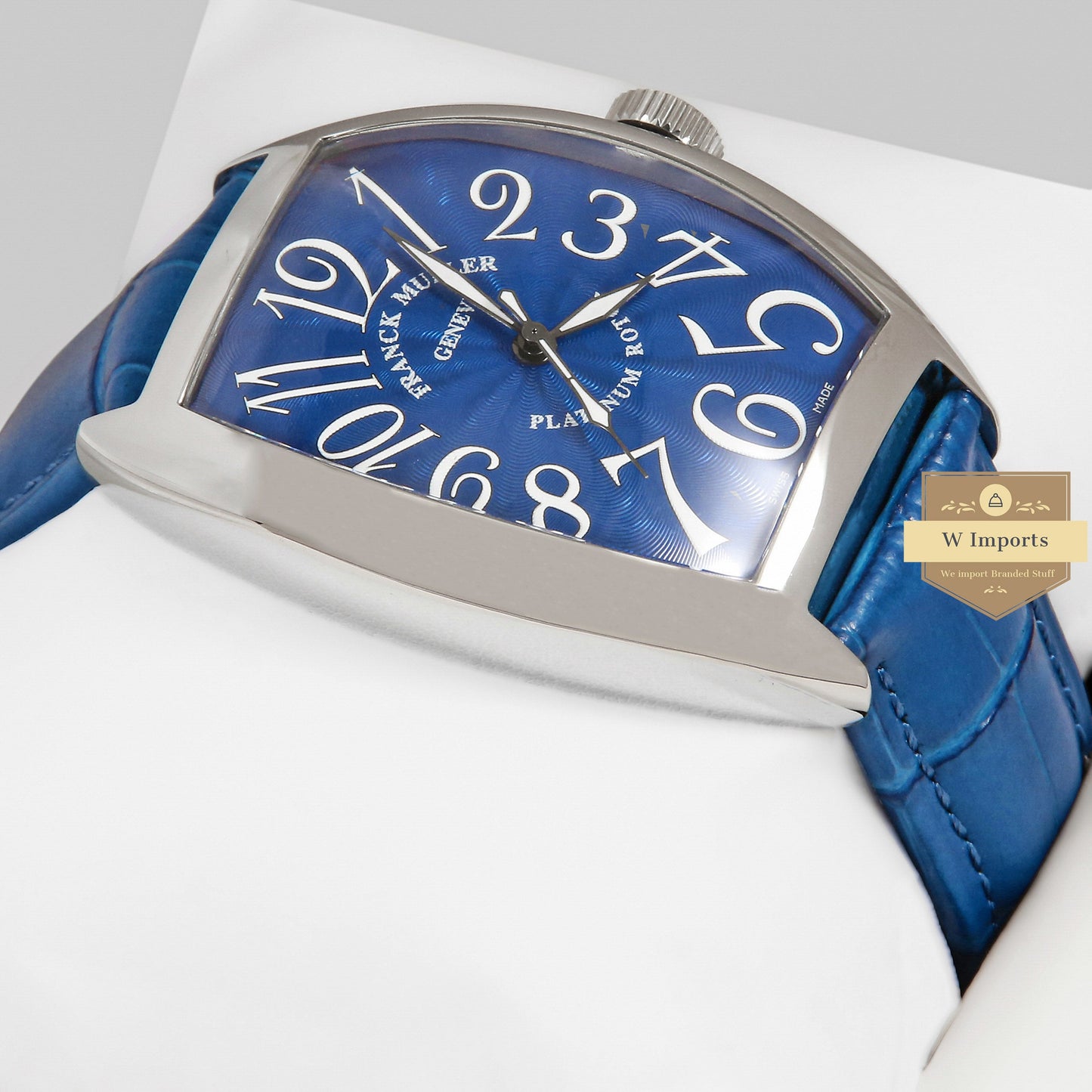 LATEST COLLECTION SILVER CASE WITH BLUE DIAL AND LEATHER STRAP