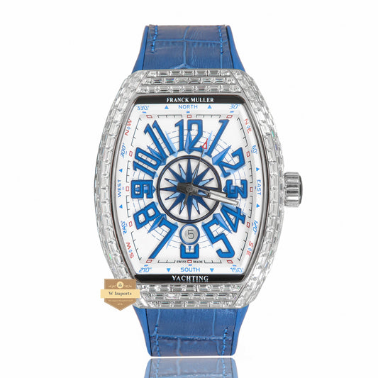 LATEST COLLECTION SILVER STONE CASE WITH WHITE DIAL AND BLUE PVC STRAP