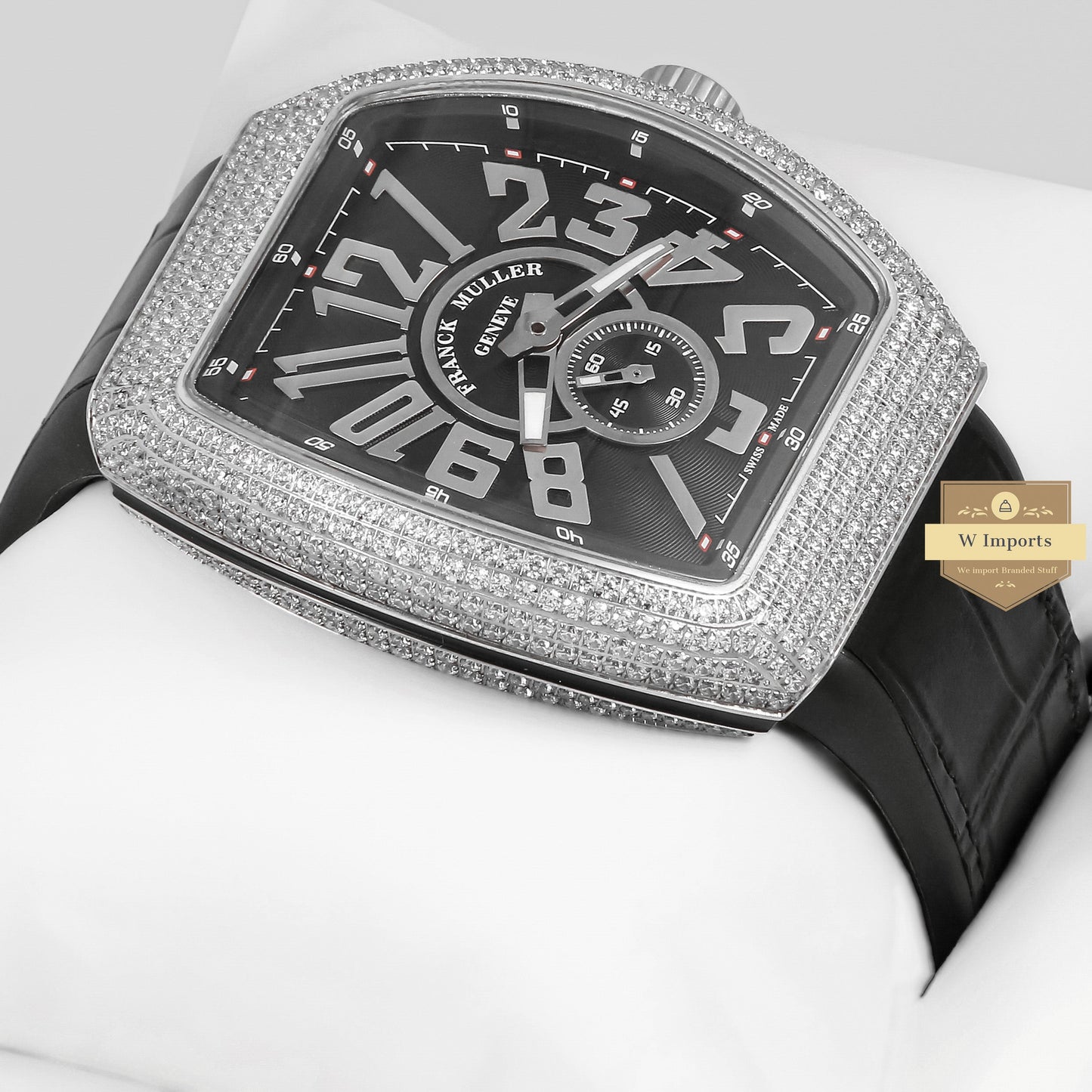 LATEST COLLECTION SILVER STONE CASE WITH BLACK DIAL AND PVC STRAP