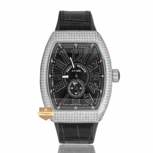 LATEST COLLECTION SILVER STONE CASE WITH BLACK DIAL AND PVC STRAP