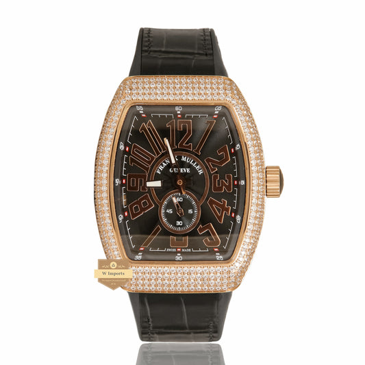 LATEST COLLECTION ROSE GOLD STONE CASE WITH BLACK DIAL AND PVC STRAP