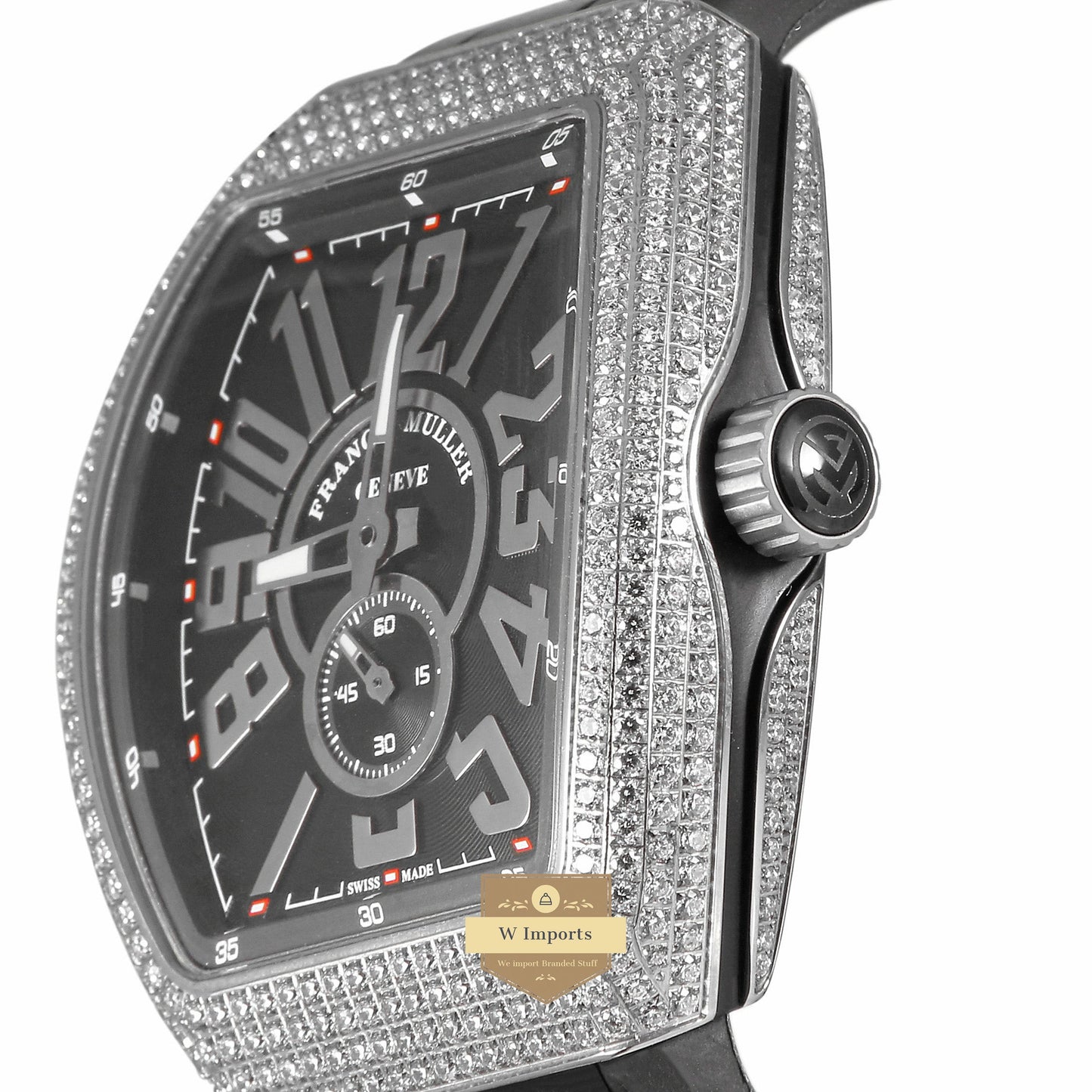 LATEST COLLECTION SILVER STONE CASE WITH BLACK DIAL AND PVC STRAP